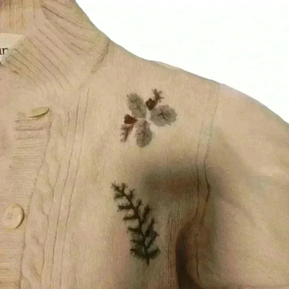 Elegant Beige Embroidered Cardigan - Picture 3 of 9